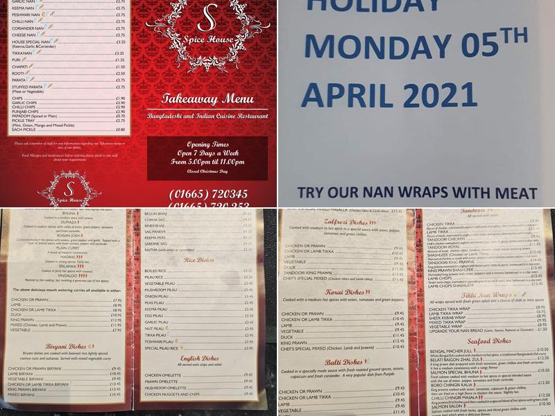 Spice House Menu