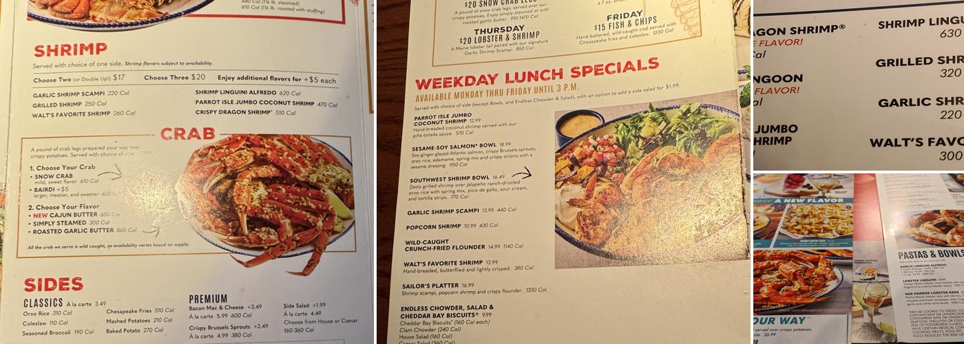Red Lobster Menu