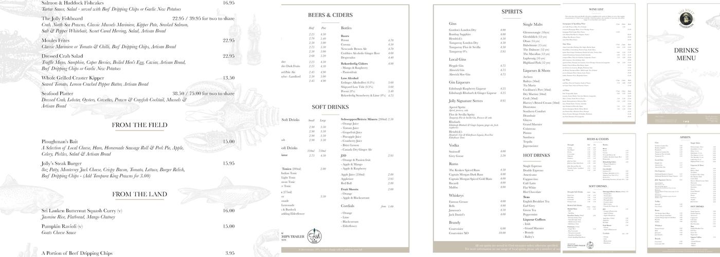 The Jolly Fisherman Inn Menu
