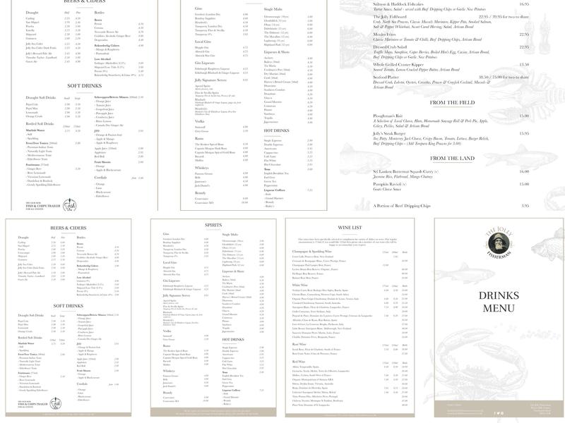 The Jolly Fisherman Inn Menu