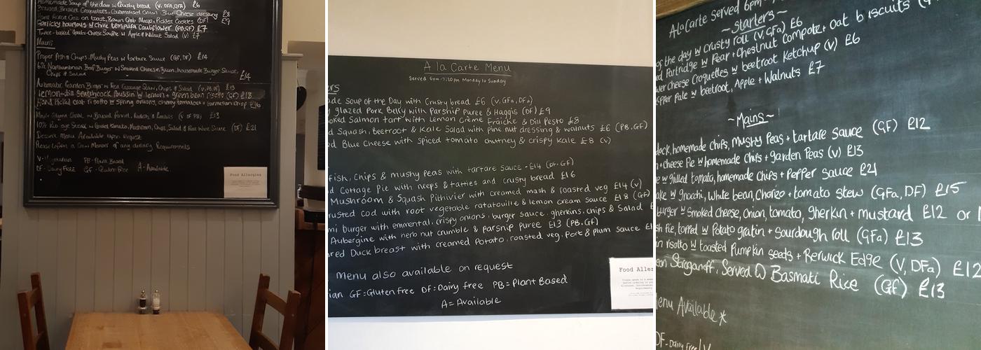 The Crown & Anchor Menu