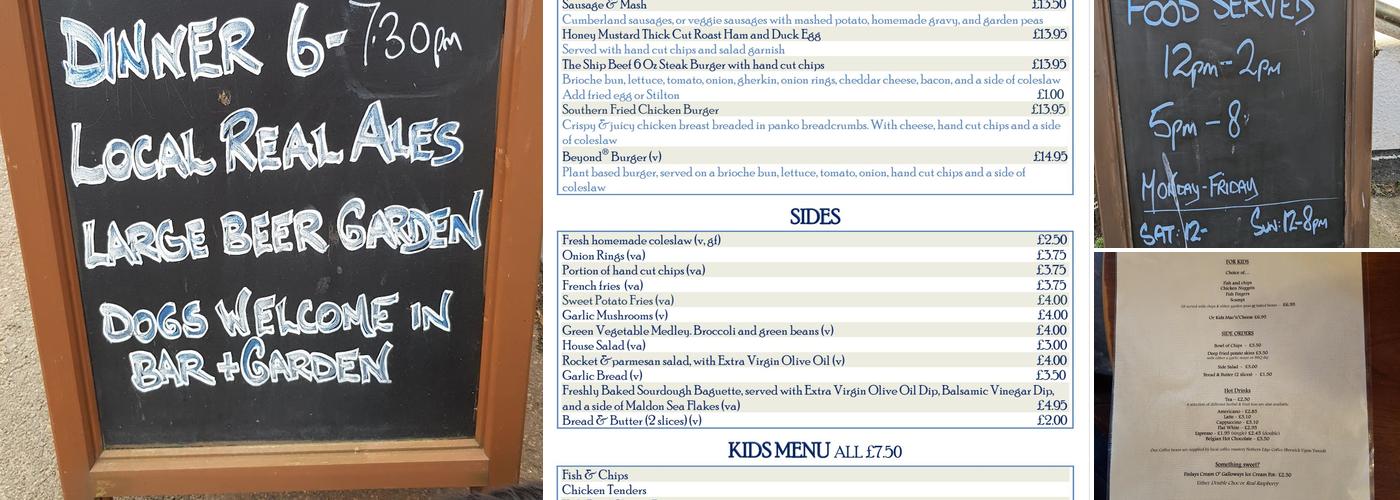 The Ship Inn Holy Island Menu