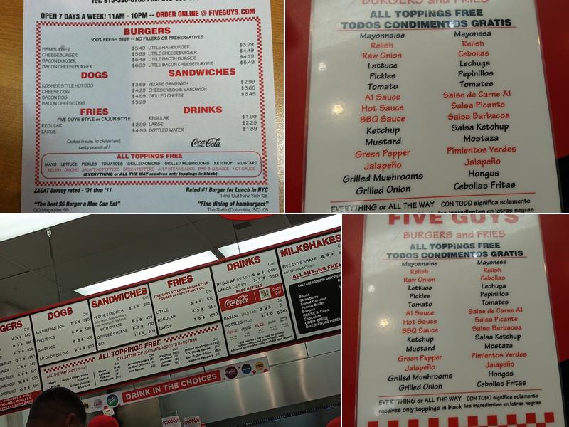 Five Guys Menu