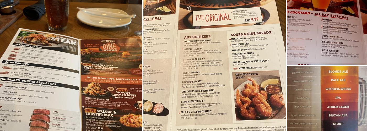 Outback Steakhouse Menu