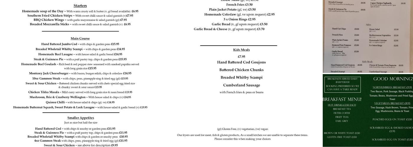 The White Swan Inn Menu
