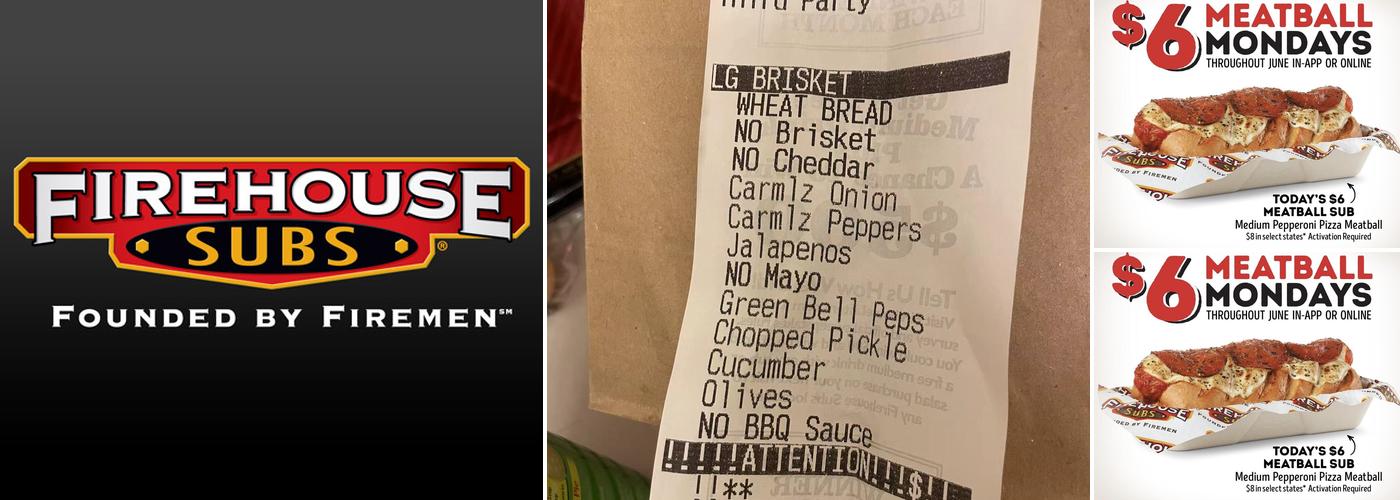 Firehouse Subs Redd Rd. Menu
