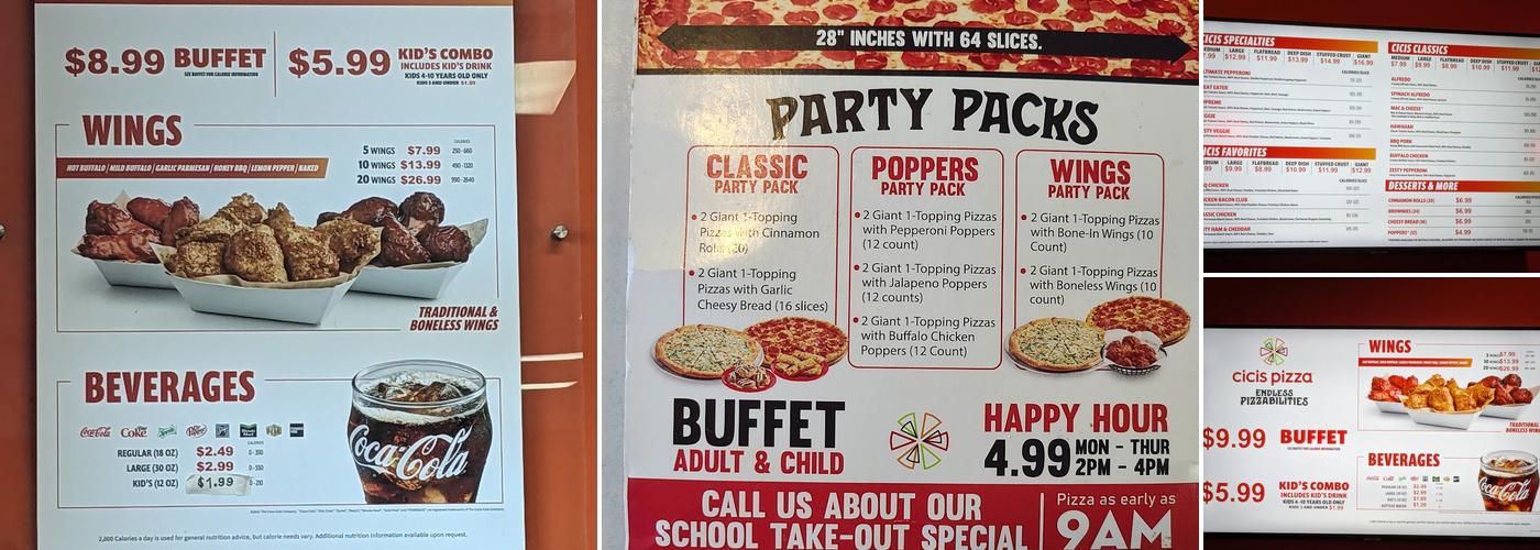 Cicis Pizza Menu