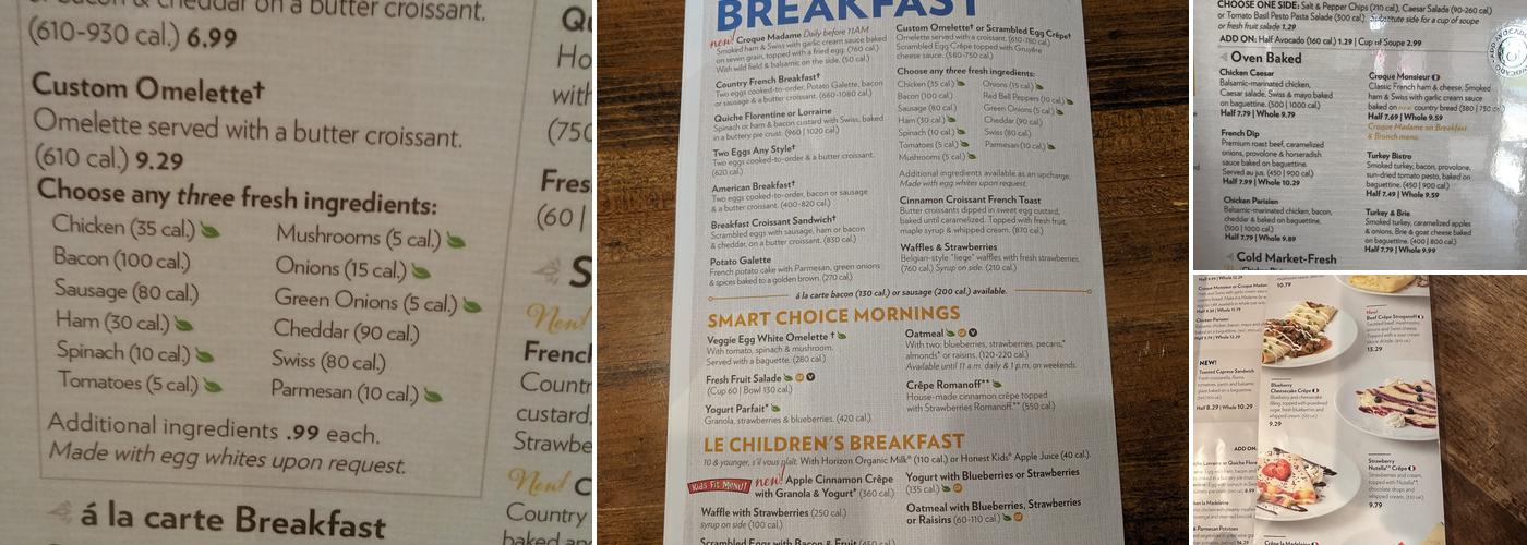 la Madeleine Menu