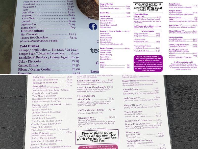 The Lavender Tearooms Menu