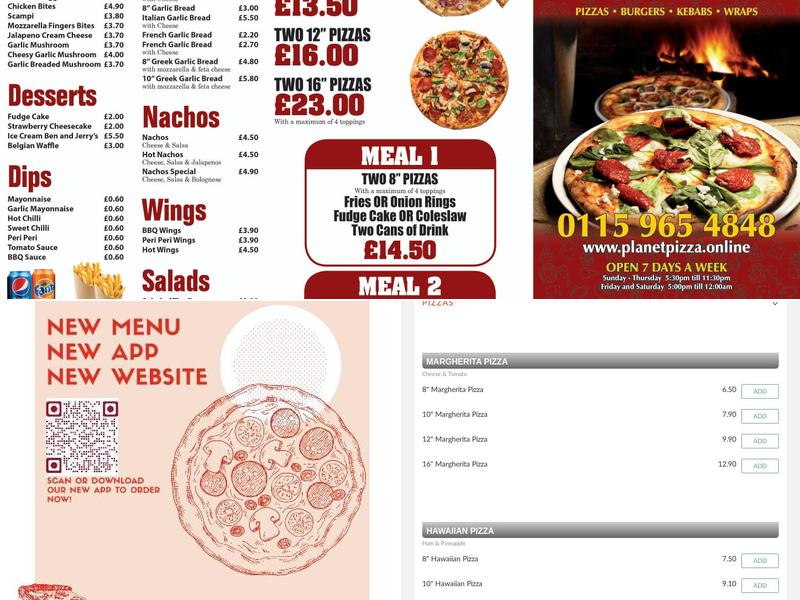 Planet Pizza Menu