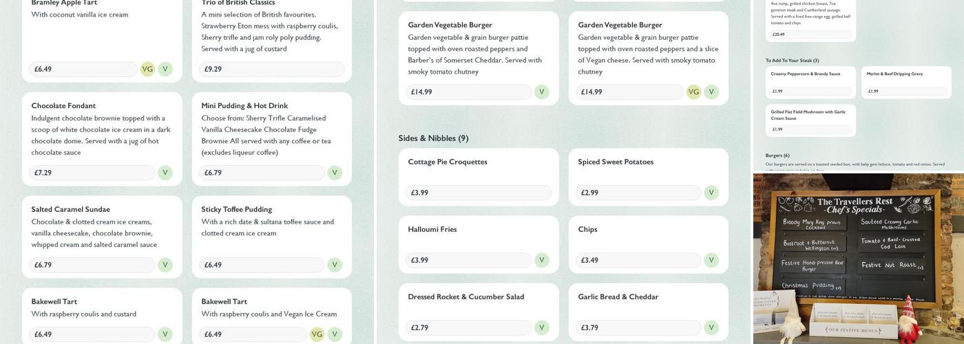 Travellers Rest Menu