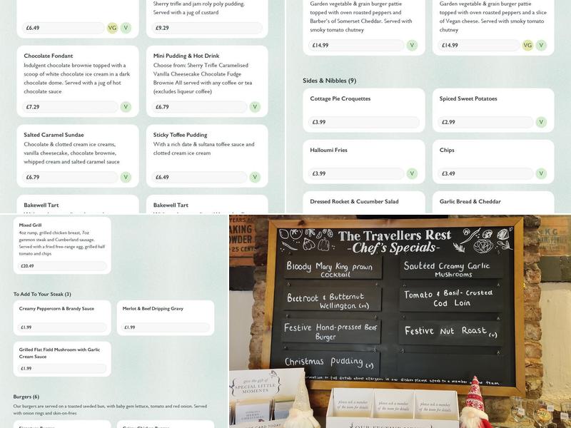 Travellers Rest Menu