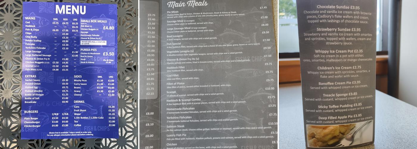 The Big Fish Menu