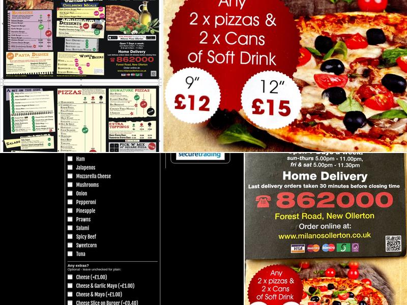Milanos Pizza Ltd Menu
