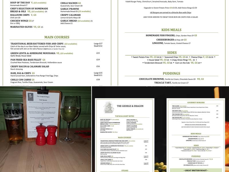 George & Dragon Menu