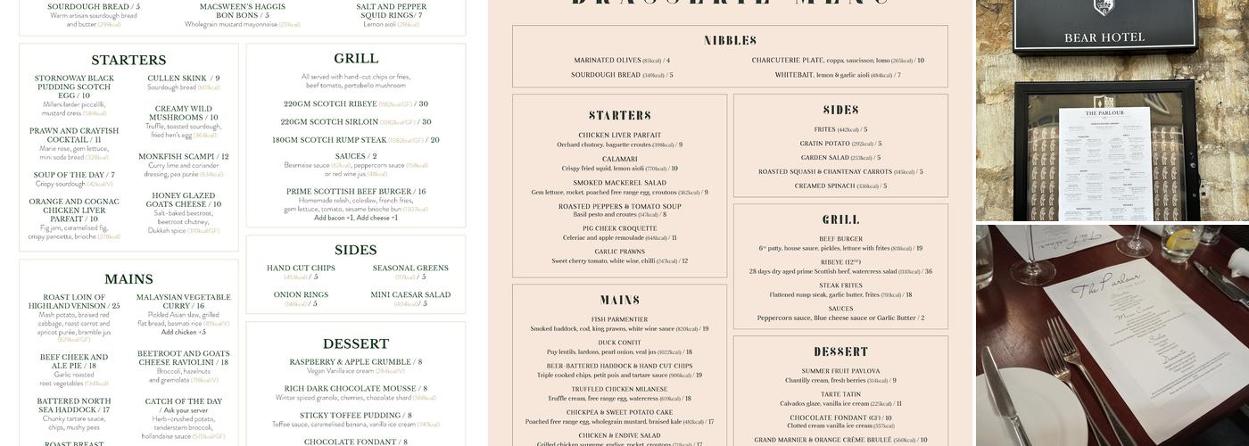 Macdonald Bear Hotel Menu