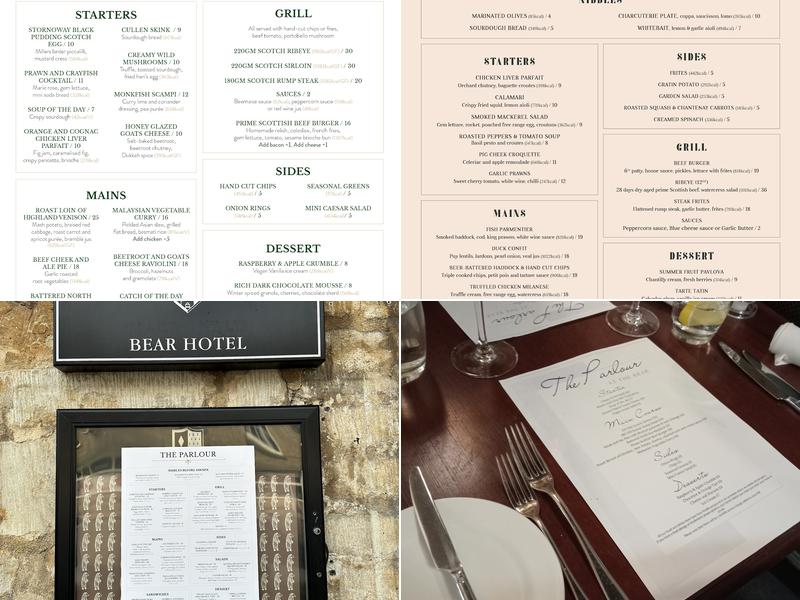 Macdonald Bear Hotel Menu