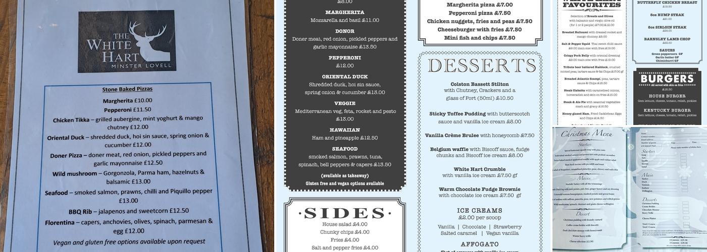 The White Hart Menu