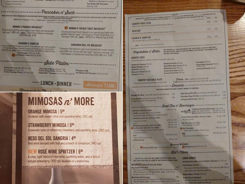 Cracker Barrel Old Country Store Menu