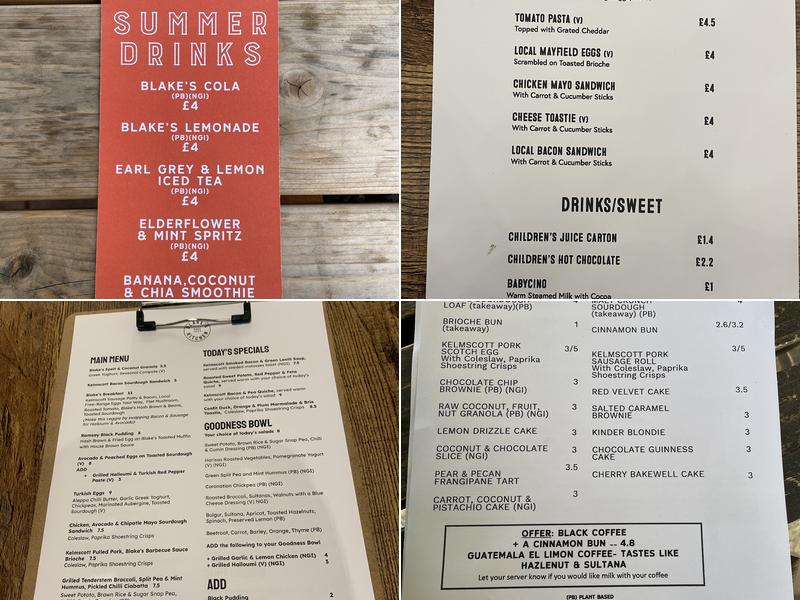 Blake's Kitchen Menu