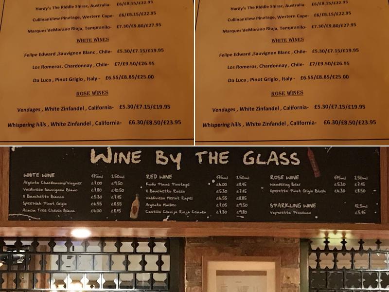 Oxford Witney Hotel Menu