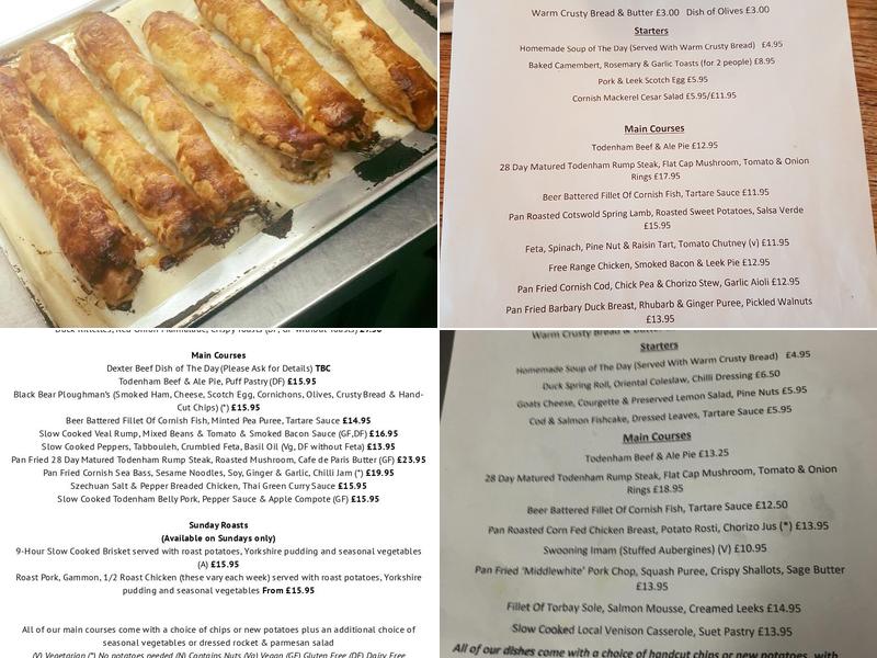 The Black Bear Inn Menu