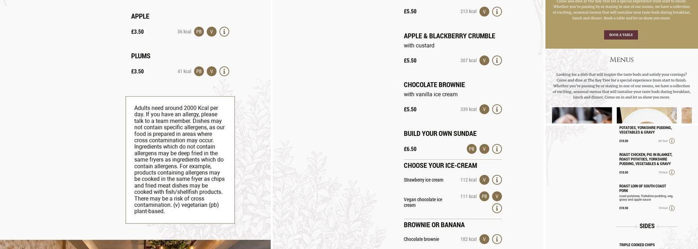 The Bay Tree Restaurant Menu