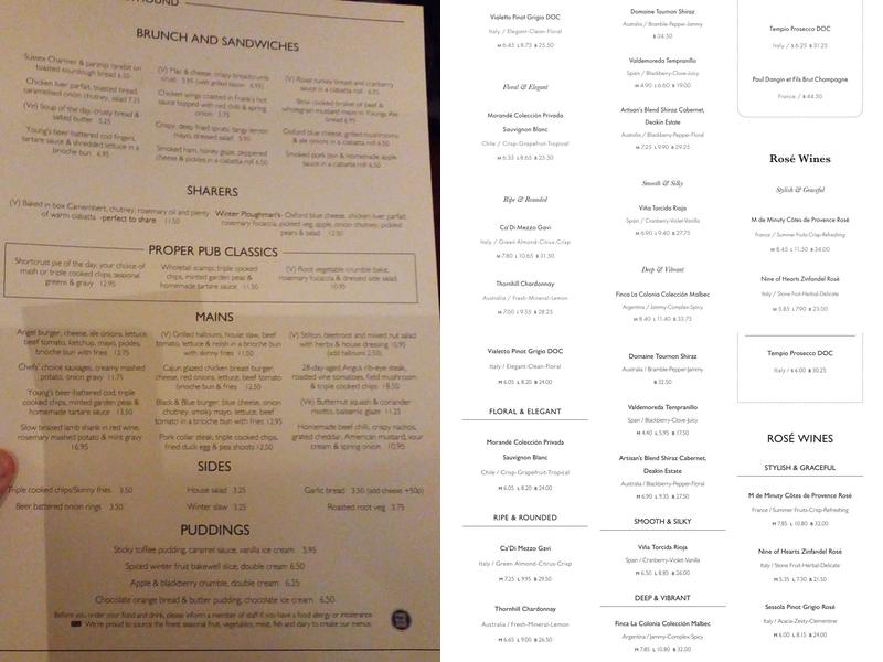 The Angel & Greyhound Menu