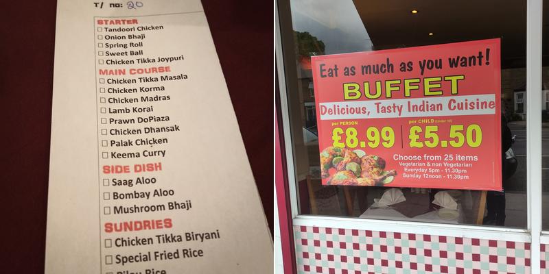 The Princess of India Morden Menu