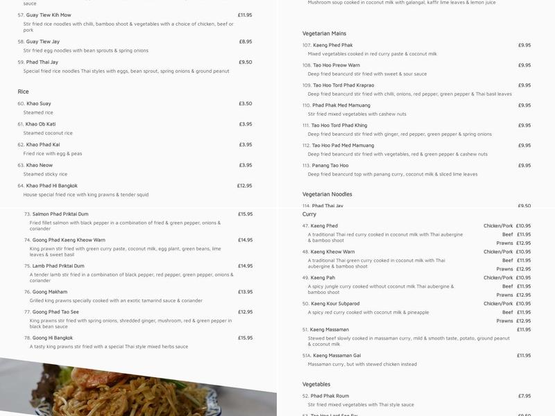 Hi Bangkok Menu