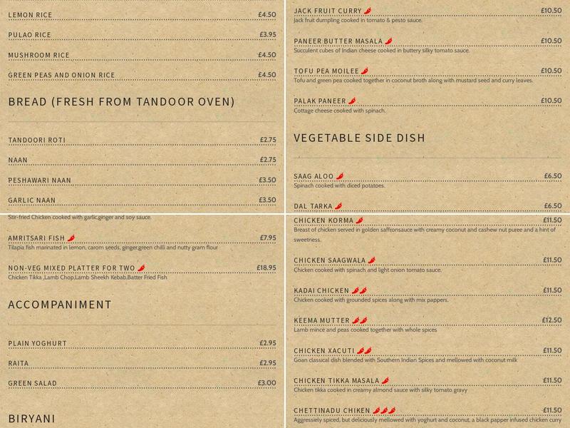 Moksha Menu