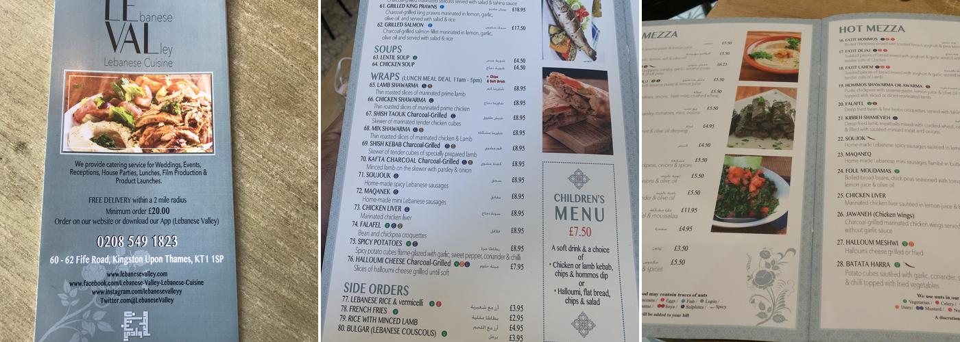Le Val Menu