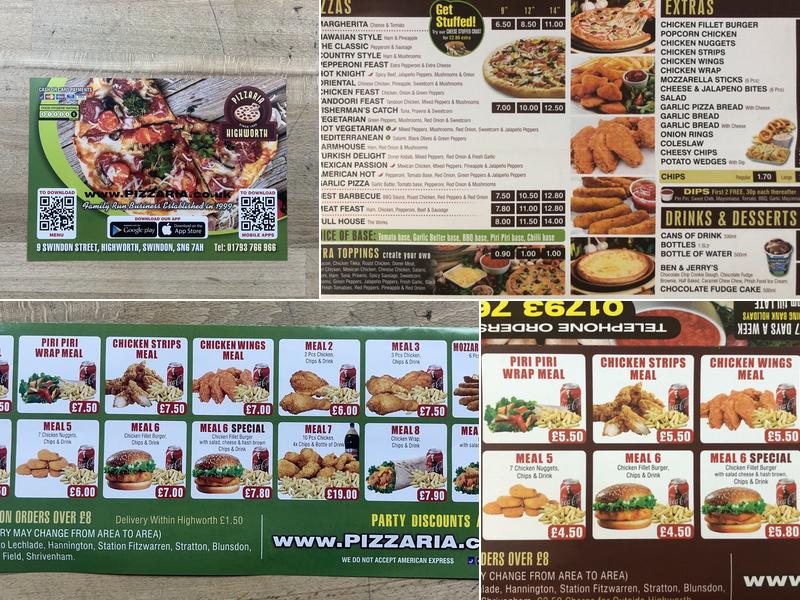 HIGHWORTH PIZZARIA Menu