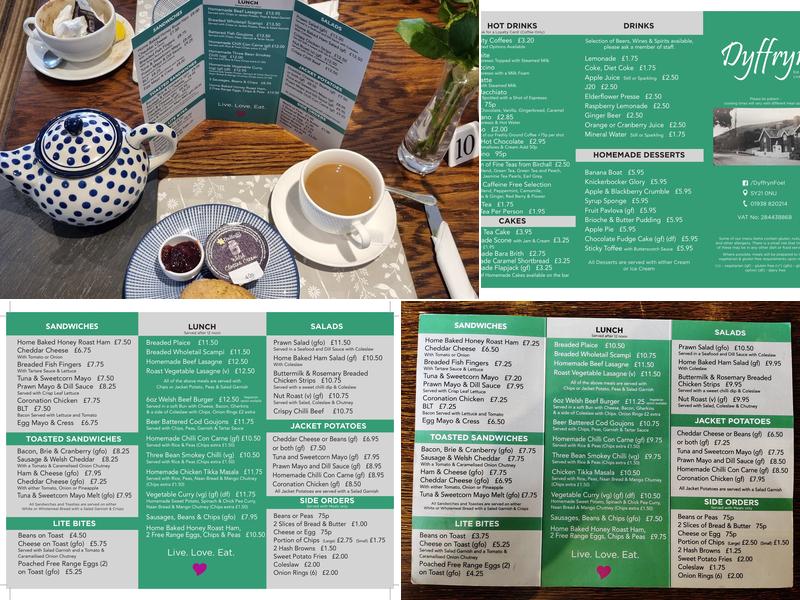 Dyffryn Cafe & Restaurant Menu