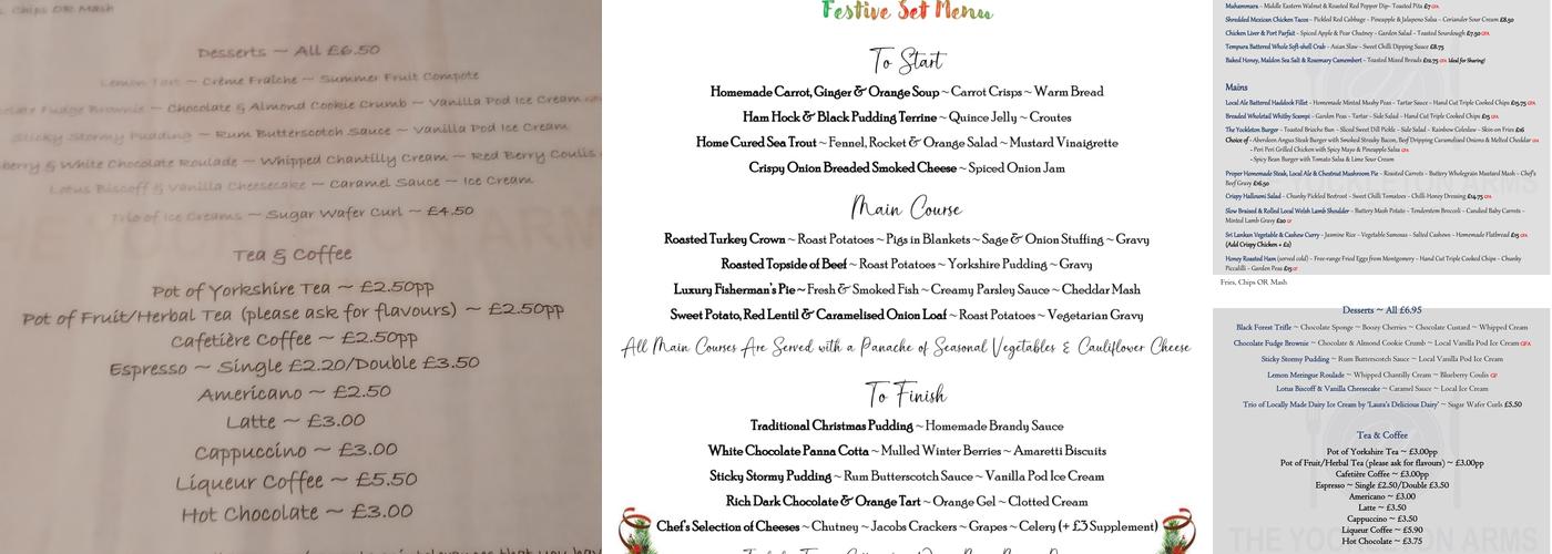 The Yockleton Arms Menu