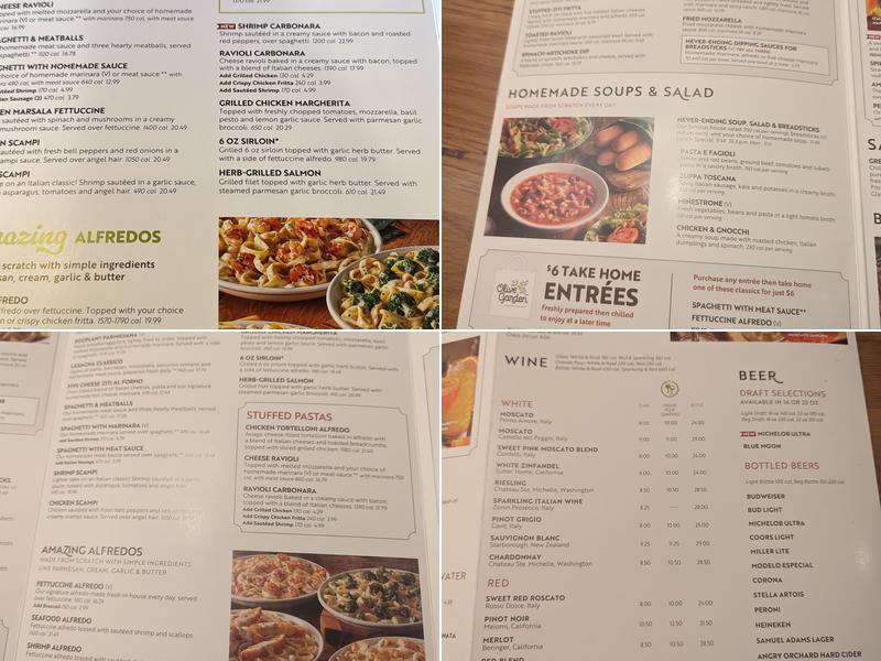 Olive Garden Italian Restaurant Menu