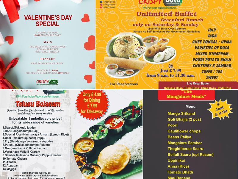 Crispy Dosa 100% Pure Vegetarian Restaurant Menu