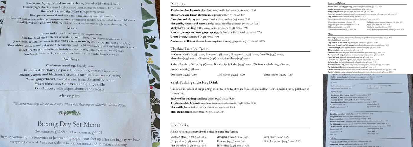 The Oakley Arms Menu
