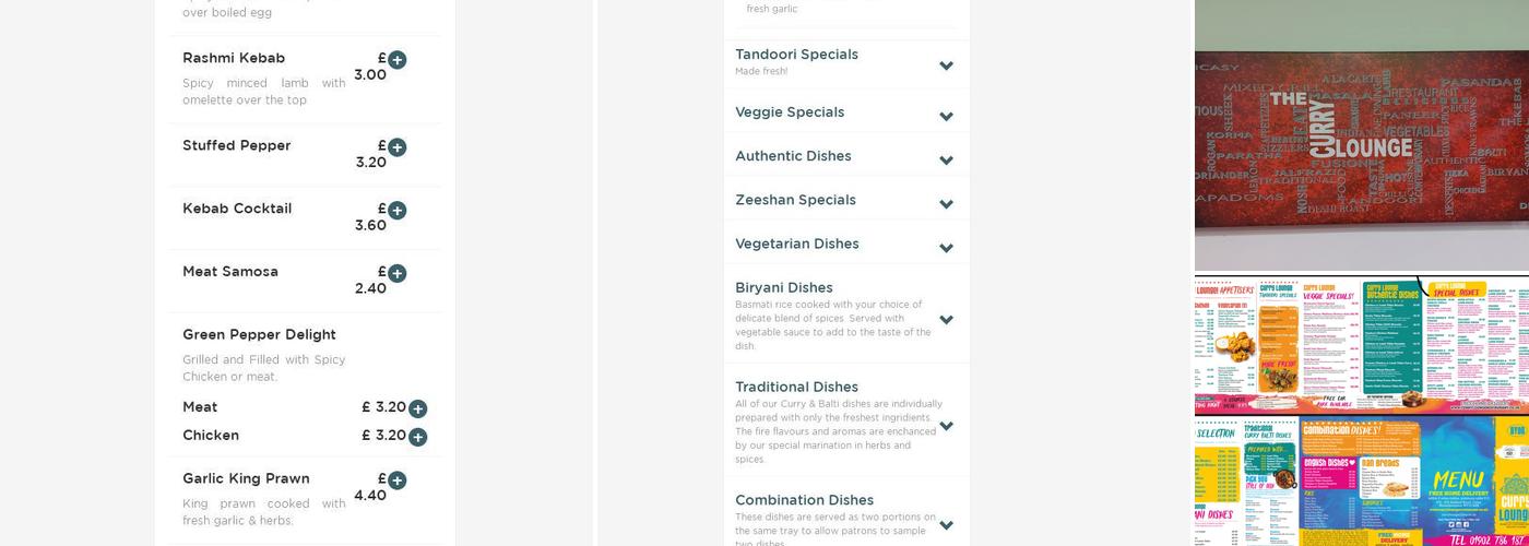 The Curry Lounge Menu