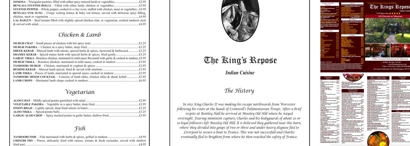 Kings Repose Menu