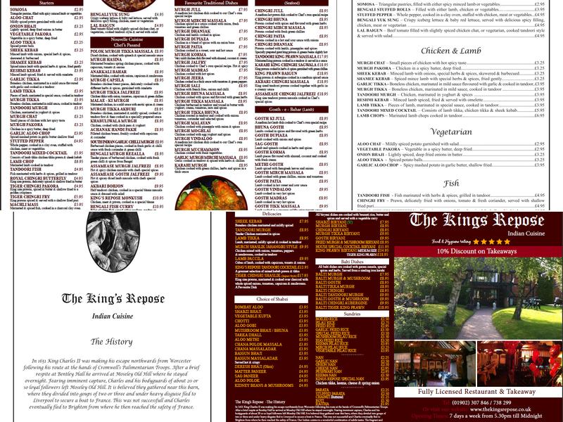 Kings Repose Menu