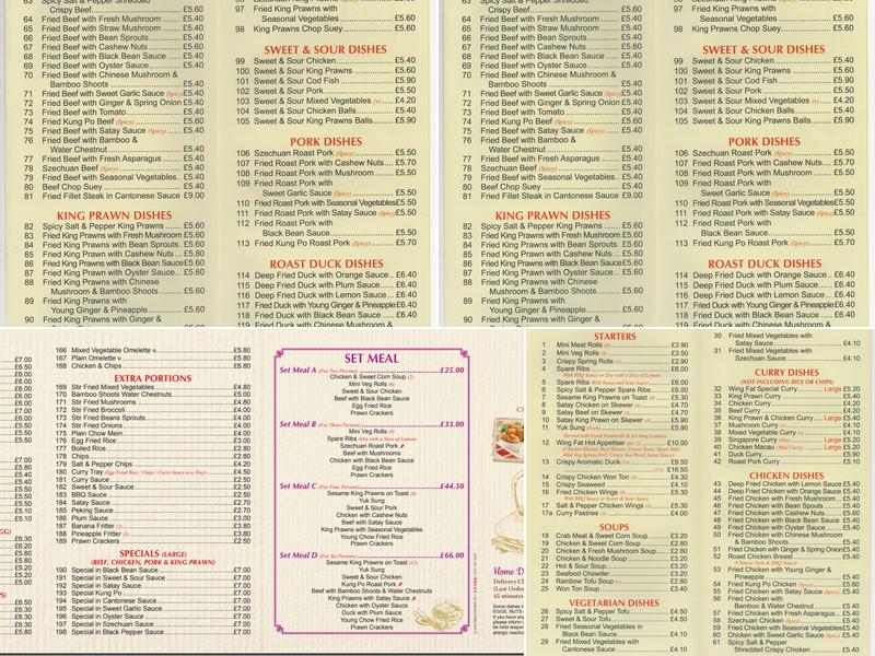 The Wing Fat Menu