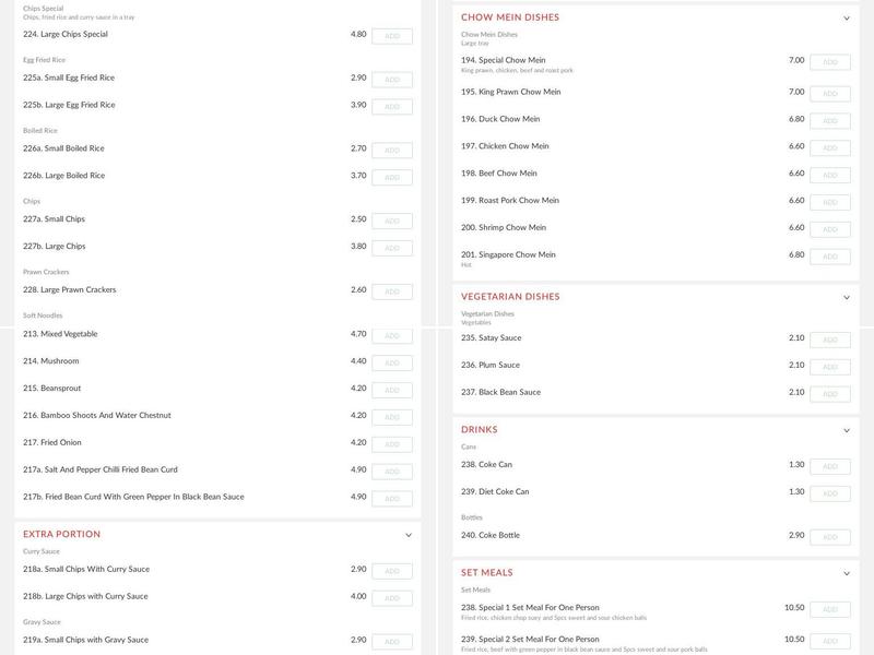 Crispy Duck Takeaway Menu