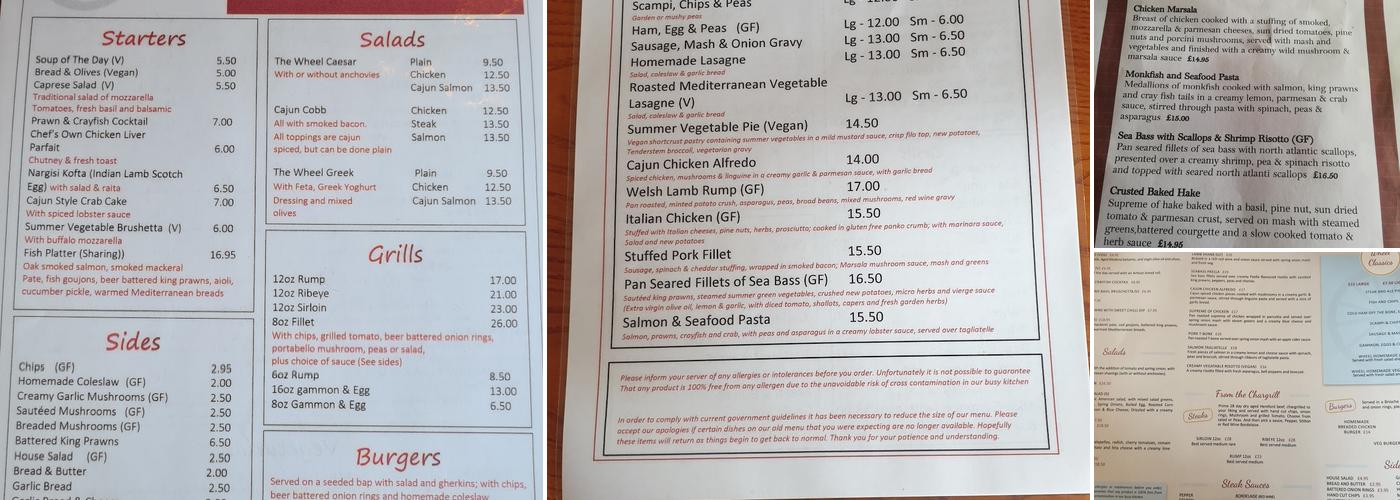 The Wheel at Worfield Menu