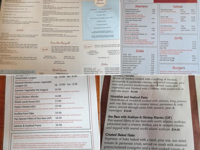 The Wheel at Worfield Menu