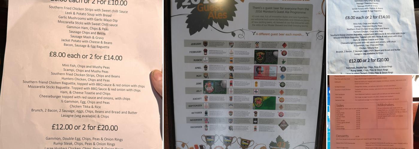 The Boycott Arms Menu