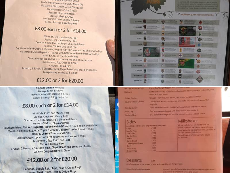 The Boycott Arms Menu