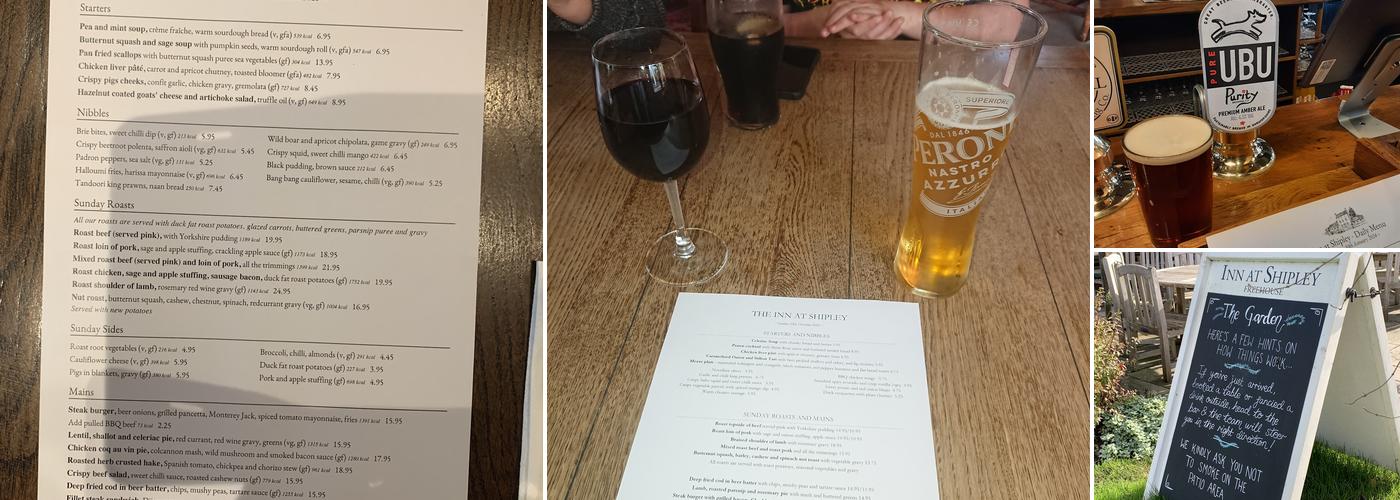 The Inn at Shipley Menu