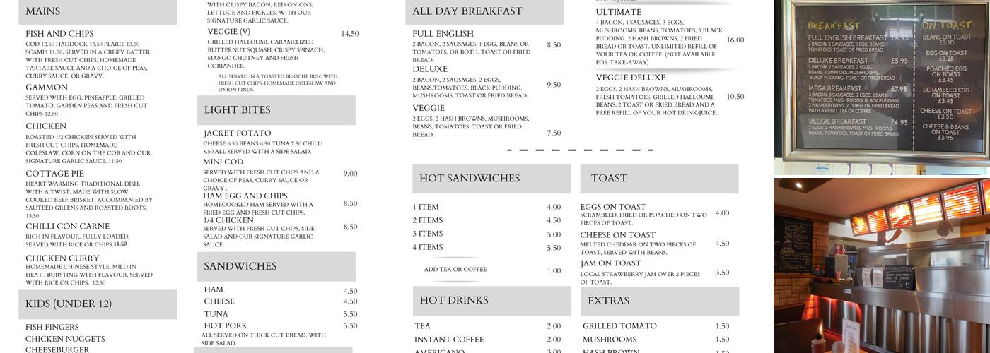 Tony's Diner Cafe Menu