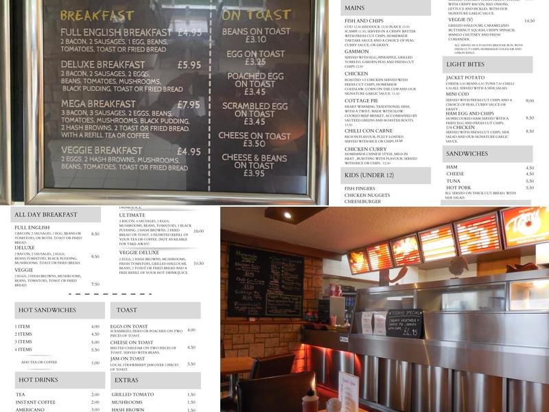 Tony's Diner Cafe Menu